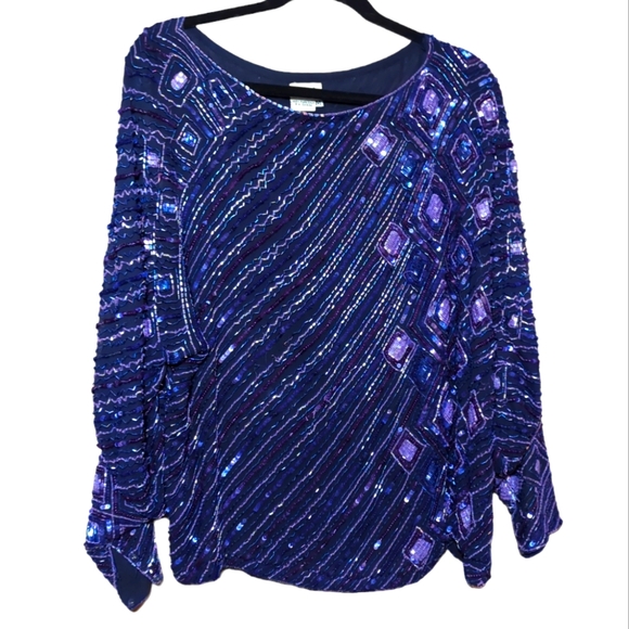 Judith and creations silk sequins evening top - Picture 1 of 16